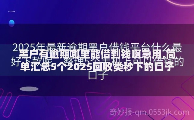 黑户有逾期哪里能借到钱啊急用,简单汇总5个2025回收类秒下的口子