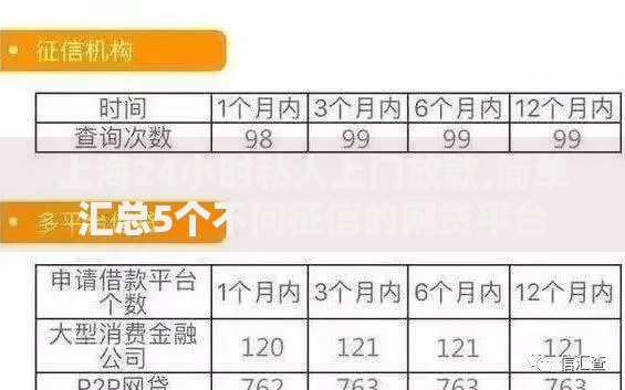上海24小时私人上门放款,简单汇总5个不问征信的网贷平台
