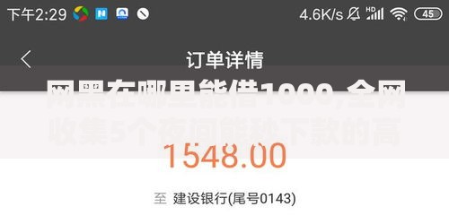 网黑在哪里能借1000,全网收集5个夜间能秒下款的高炮口子