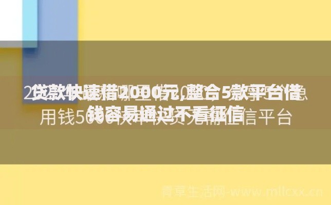 贷款快速借2000元,整合5款平台借钱容易通过不看征信