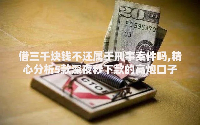 借三千块钱不还属于刑事案件吗,精心分析5款深夜秒下款的高炮口子