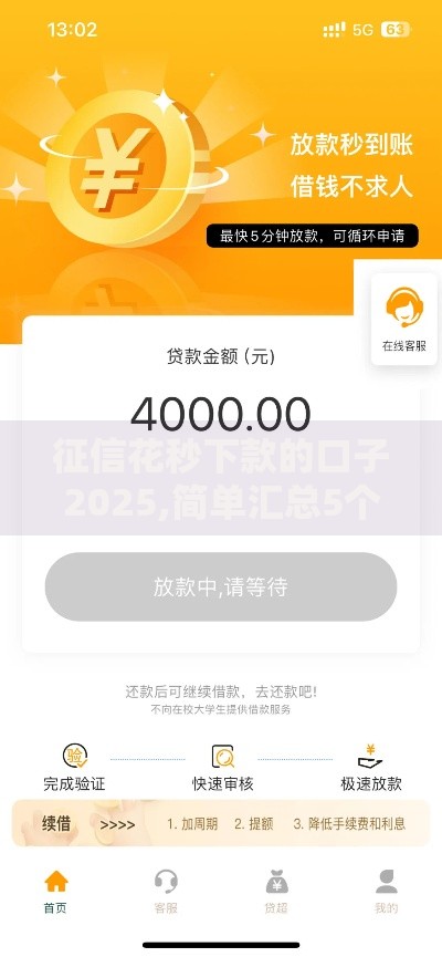 征信花秒下款的口子2025,简单汇总5个现在借款平台好借钱