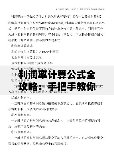 利润率计算公式全攻略：手把手教你算清真实收益