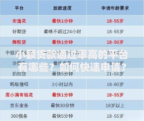 小额贷款通过率高的平台有哪些？如何快速申请？