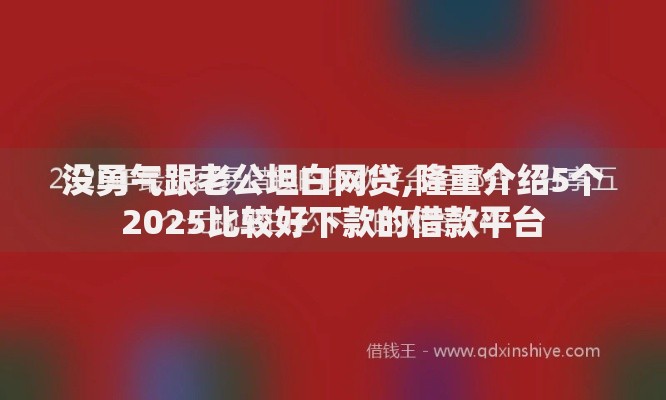 没勇气跟老公坦白网贷,隆重介绍5个2025比较好下款的借款平台