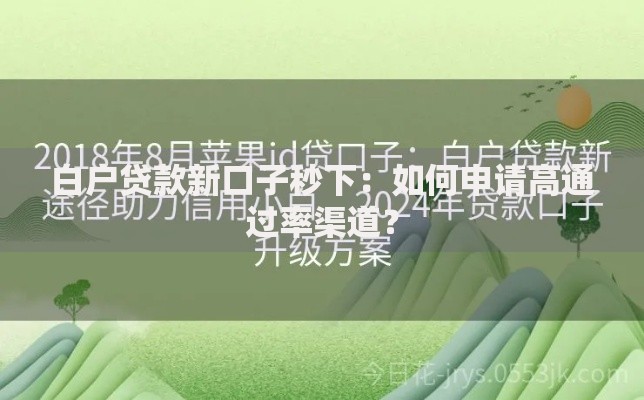 白户贷款新口子秒下：如何申请高通过率渠道？