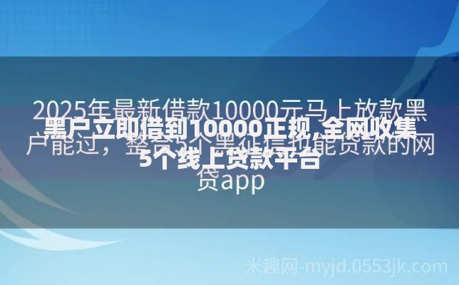 黑户立即借到10000正规,全网收集5个线上贷款平台