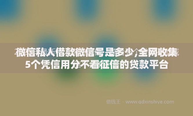 微信私人借款微信号是多少,全网收集5个凭信用分不看征信的贷款平台