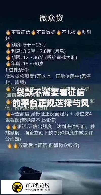 贷款不需要看征信的平台正规选择与风险解析