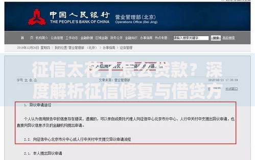 征信太花了怎么贷款？深度解析征信修复与借贷方案