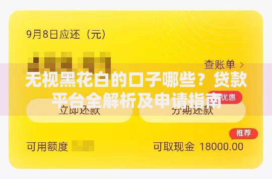 无视黑花白的口子哪些？贷款平台全解析及申请指南