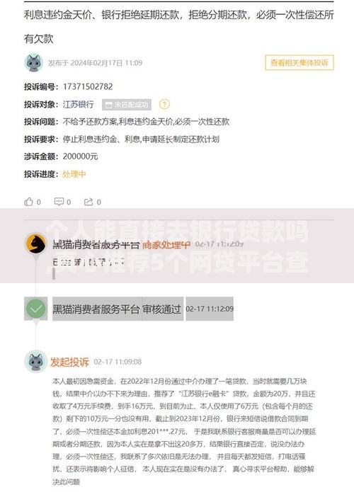个人能直接去银行贷款吗,真心推荐5个网贷平台查询系统