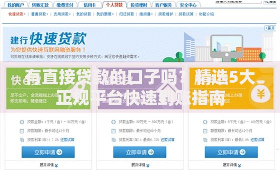 有直接贷款的口子吗？精选5大正规平台快速到账指南