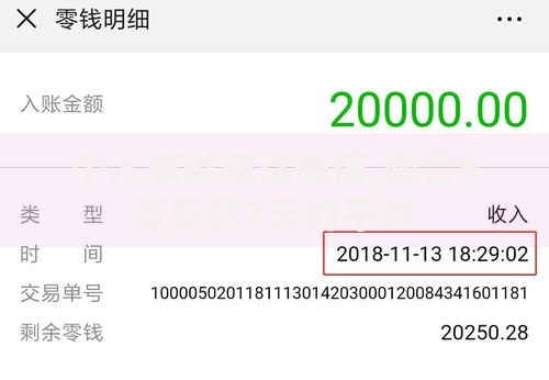 个人放款电话微信,整合5款贷款7天的平台