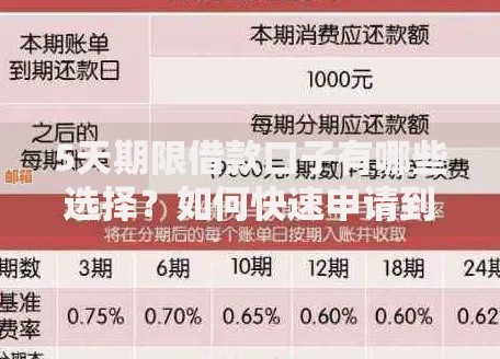 5天期限借款口子有哪些选择？如何快速申请到账？