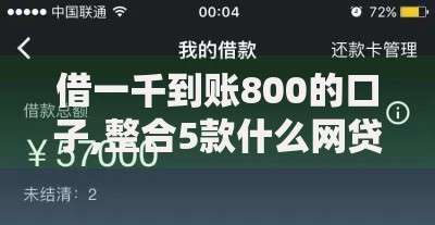 借一千到账800的口子,整合5款什么网贷平台好借钱