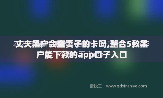丈夫黑户会查妻子的卡吗,整合5款黑户能下款的app口子入口