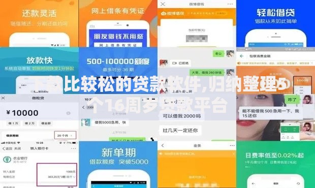 下款比较松的贷款软件,归纳整理5个16周岁贷款平台