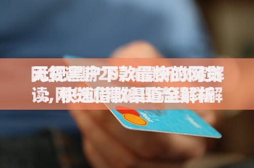 无视黑户下款最快的网贷：快速借款渠道全解析