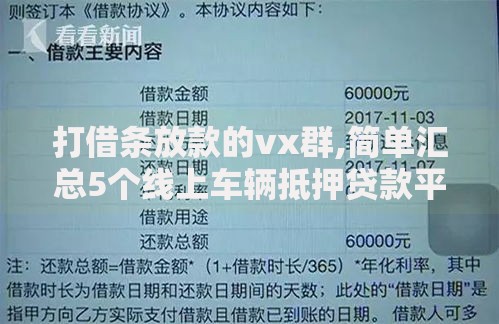 打借条放款的vx群,简单汇总5个线上车辆抵押贷款平台