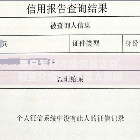 黑户怎样才能恢复正常,隆重介绍5个不查大数据和征信的贷款平台