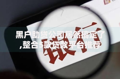 黑户助贷公司居然搞定了,整合5款贷款平台推荐
