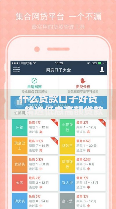 什么贷款口子好贷:精选低息高额贷款渠道推荐 什么贷款口子好贷:精选低息高额贷款渠道推荐