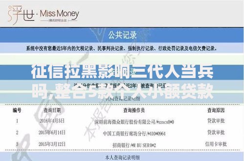 征信拉黑影响三代人当兵吗,整合5款个人小额贷款平台 征信拉黑影响三代人当兵吗,整合5款个人小额贷款平台