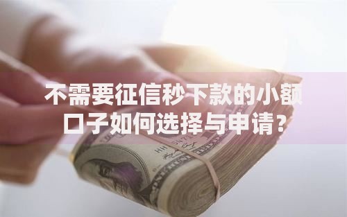 不需要征信秒下款的小额口子如何选择与申请？