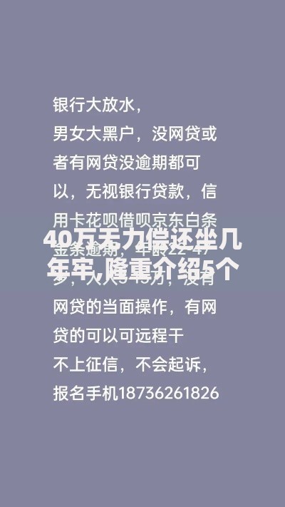 40万无力偿还坐几年牢,隆重介绍5个网络贷款平台哪家好