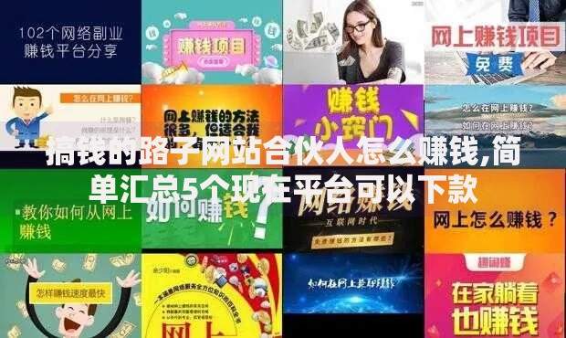 搞钱的路子网站合伙人怎么赚钱,简单汇总5个现在平台可以下款
