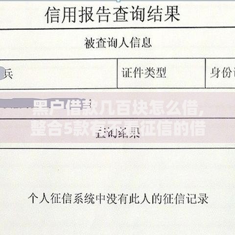 黑户借款几百块怎么借,整合5款有不看征信的借贷平台吗