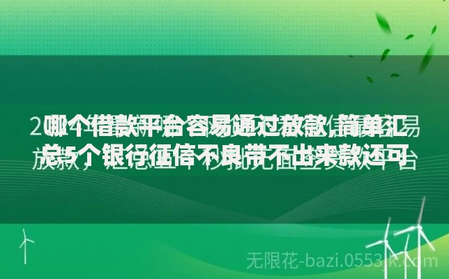哪个借款平台容易通过放款,简单汇总5个银行征信不良带不出来款还可以贷的平台