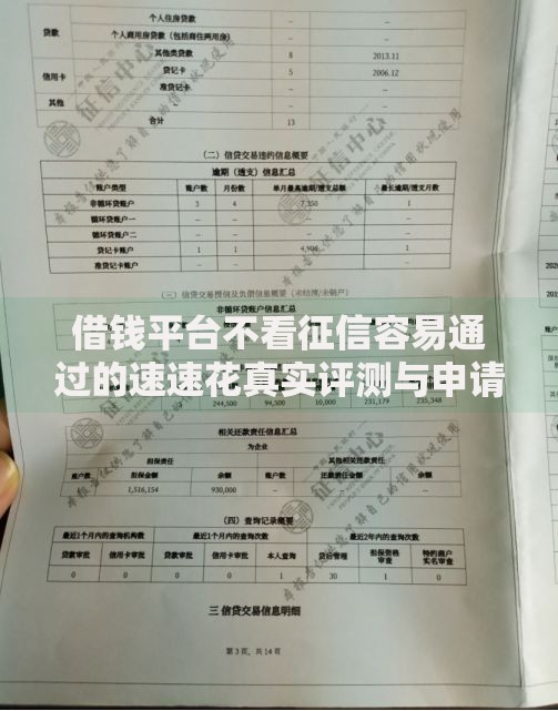 借钱平台不看征信容易通过的速速花真实评测与申请指南 借钱平台不看征信容易通过的速速花真实评测与申请指南