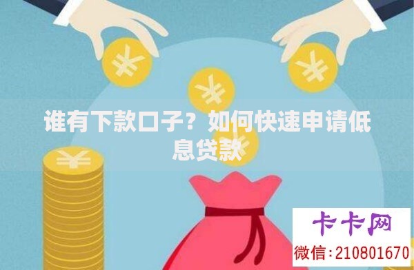 谁有下款口子？如何快速申请低息贷款