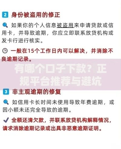 有哪个口子下款？正规平台推荐与避坑指南