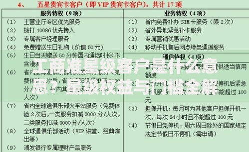 工商准星级客户是什么意思？星级权益与门槛全解析