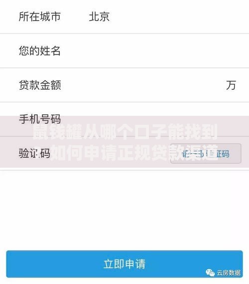 鼠钱罐从哪个口子能找到？如何申请正规贷款渠道