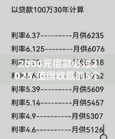 2000元借款必过2025,值得收藏的5个什么贷款平台利息最低
