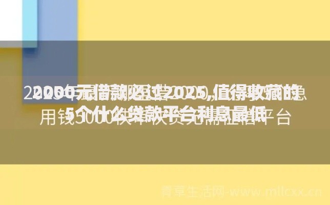 2000元借款必过2025,值得收藏的5个什么贷款平台利息最低