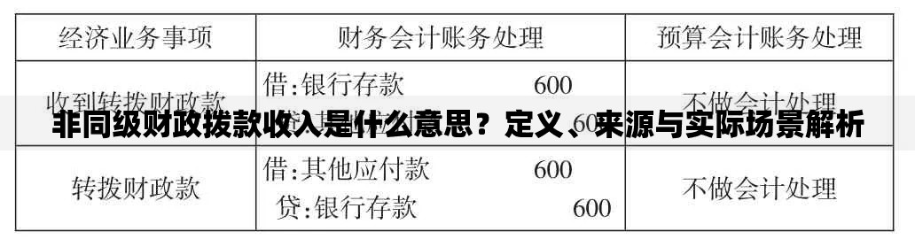 非同级财政拨款收入是什么意思？定义、来源与实际场景解析