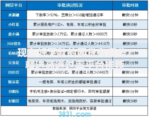 现在好下款的网贷有哪些？精选高通过率平台推荐