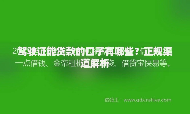 驾驶证能贷款的口子有哪些？正规渠道解析
