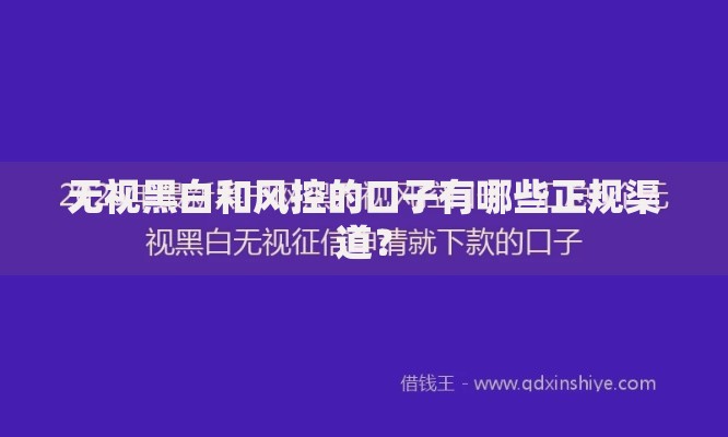 无视黑白和风控的口子有哪些正规渠道？