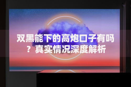 双黑能下的高炮口子有吗？真实情况深度解析