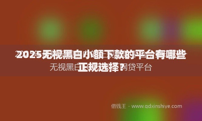 2025无视黑白小额下款的平台有哪些正规选择？