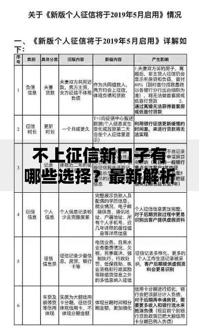 不上征信新口子有哪些选择？最新解析与申请攻略