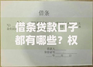 借条贷款口子都有哪些？权威解析与申请指南
