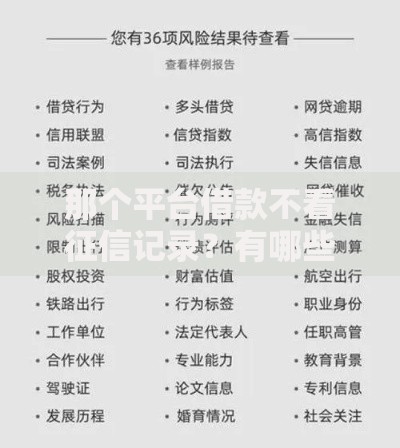 那个平台借款不看征信记录？有哪些选择？正规渠道推荐