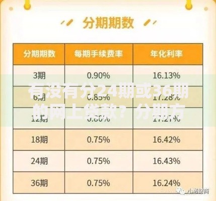 有没有分24期或36期的网上贷款？分期方案与平台解析